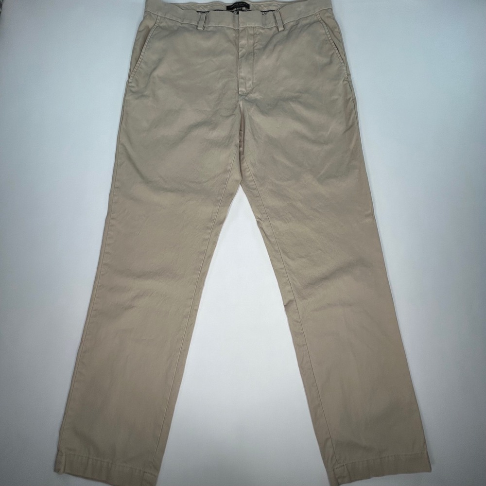 Banana Republic Aiden Mens Chino Pants 35x32 Khaki Tan Slim Fit Cotton